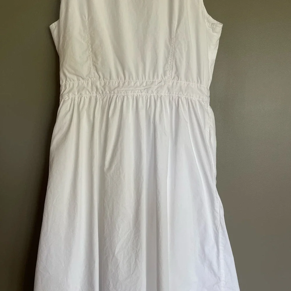 J. CREW Sleeveless Cotton Poplin A-line Shirtdress White Size‎ 4 Preppy Classic